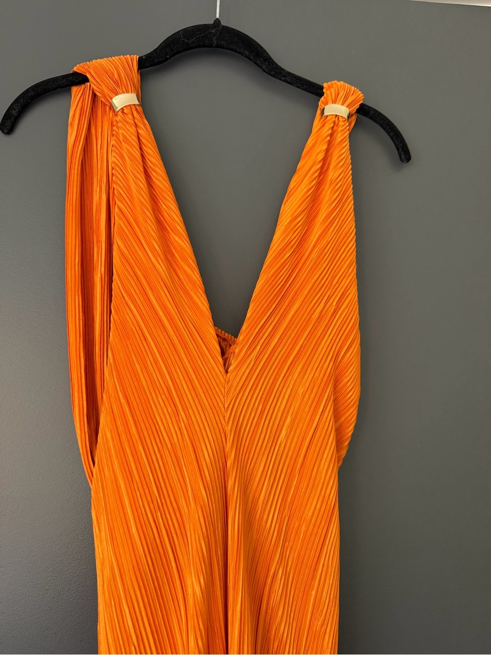 NWT ASOS Orange Halter Pleated Maxi Dress - Picture 7 of 11